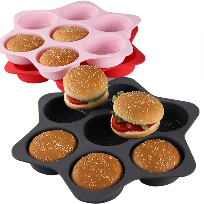 Силиконовая форма для булочек гамбургеров 7-полосная хлеба антипригарная