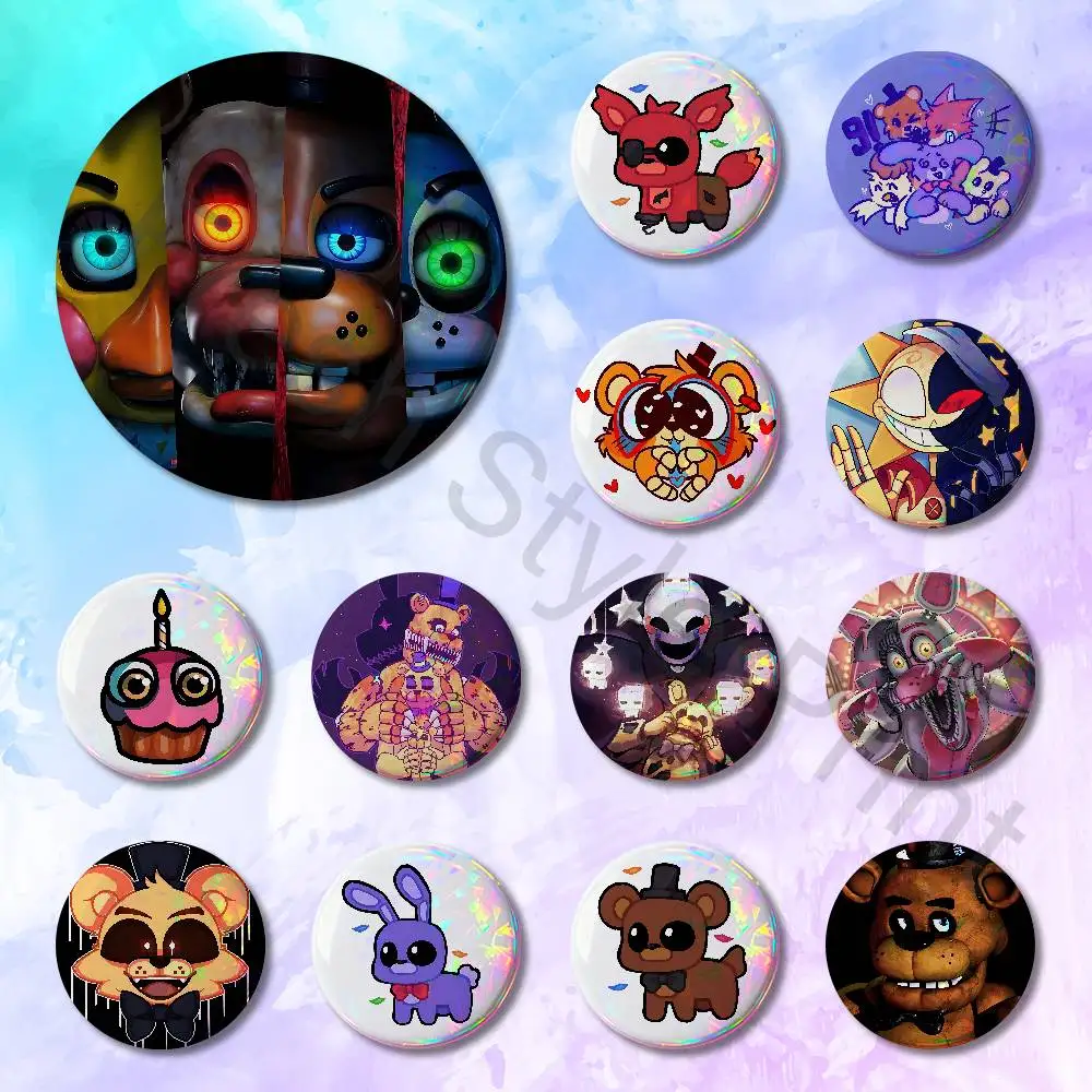 Фото Значки Game W-FnafS 58 мм: милые мультяшные броши ручной работы для аксессуаров к рюкзакам №1