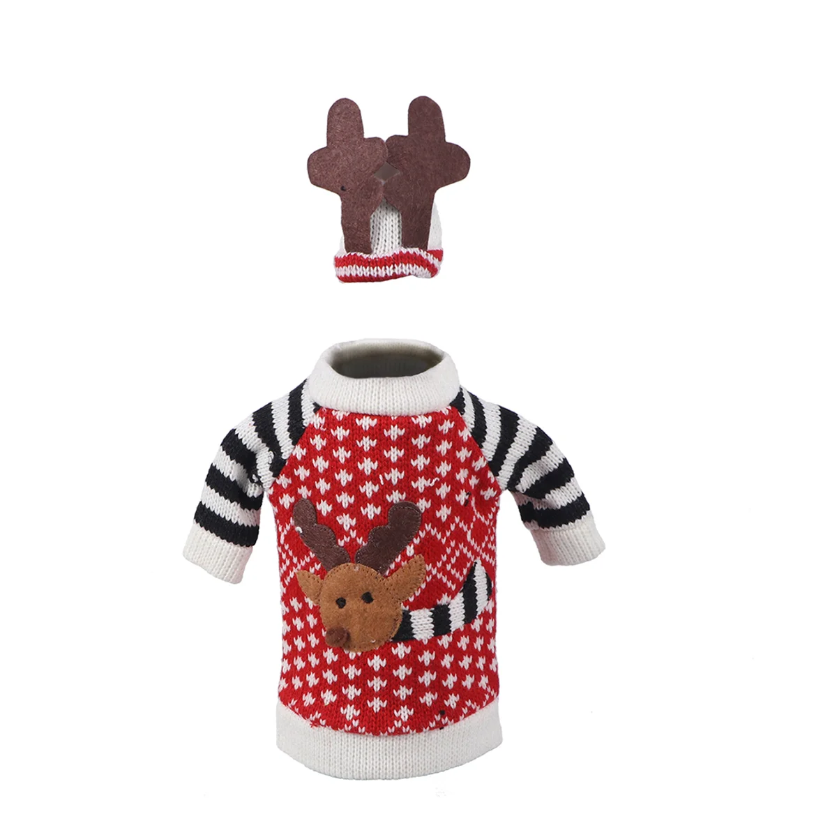 

1 Set Bottle Cover Cartoon Christmas Reindeer Wrap Dress Bottle Cover for Christmas Banquet Dinner