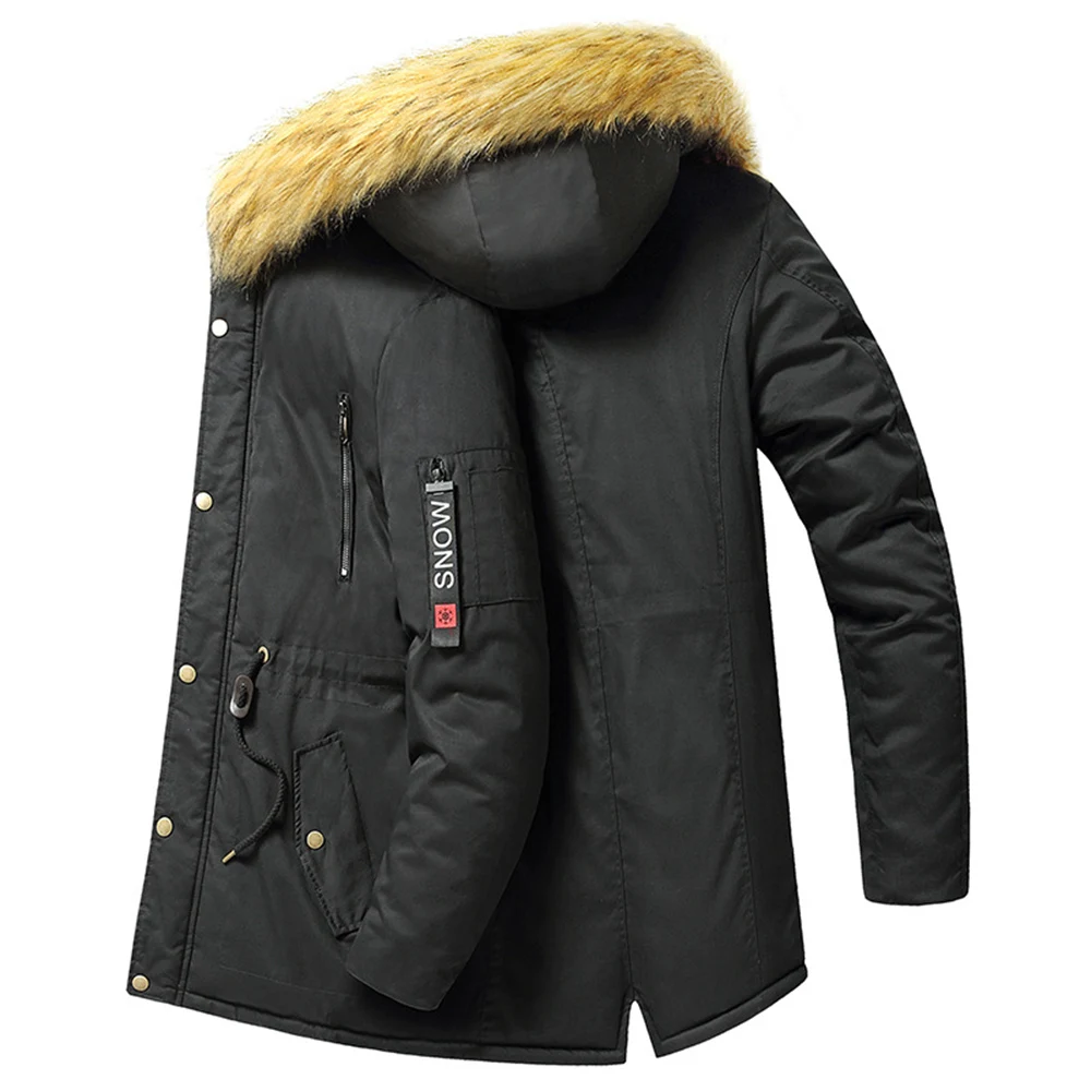 ERIDANUS 2022 New Men's Lengthened Hooded Detachable Solid Color Cotton Clothes European American  Winter Men Clothing MWM141