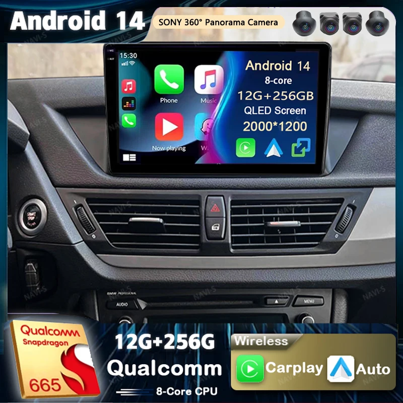 Android 14 для BMW X1 E84 2009-2012 2K QLED Автомобильный радиоприемник Мультимедийный