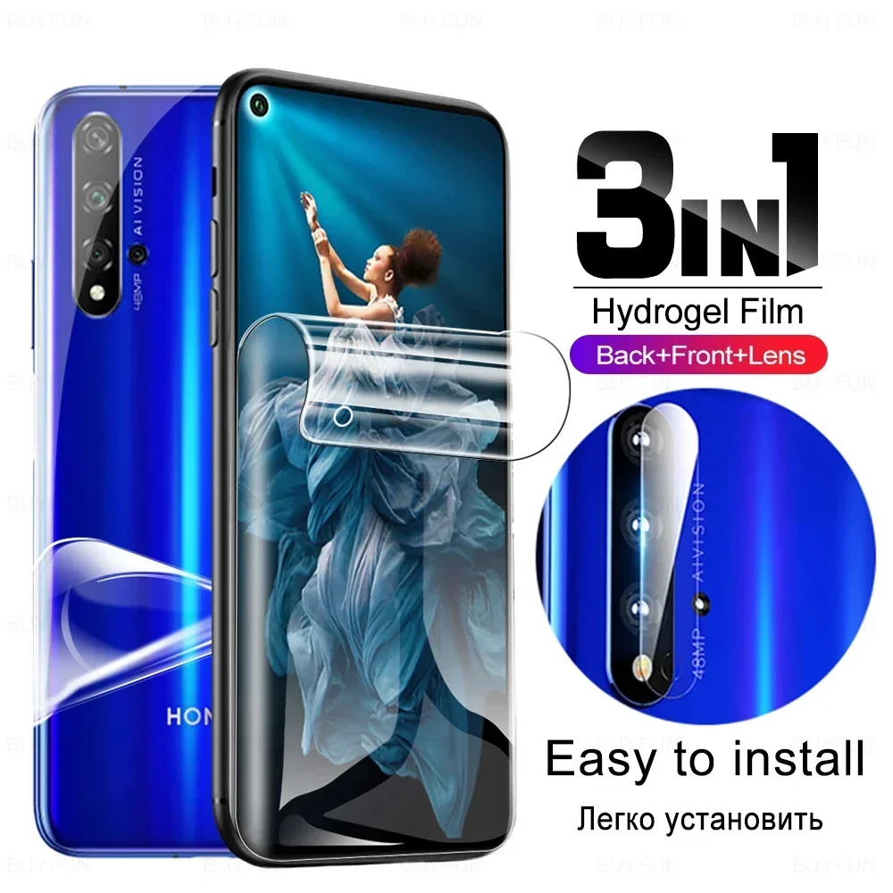 

3-в-1 Гидрогелевая пленка на заднюю панель экрана для Huawei Honor 20 Pro Honor20 20pro Honor20pro Защита объектива камеры без защитного стекла