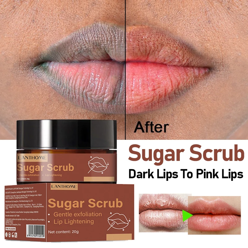 

Lip Scrub for Dark Lips Pink Lips Balm Exfoliante Moisturizing Reduce Pigmentation Anti-Cracking Sugar Scrub Lighten Black Lip