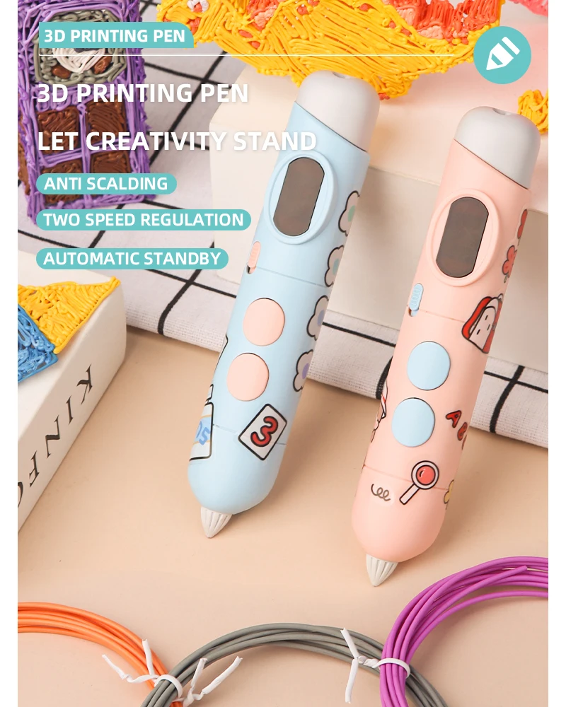 

Wireless 3D Pen for Children Low Temperature 3D Drawing Printing Pen with PLA Filament Toys for Kids Christmas Birthday Gift
