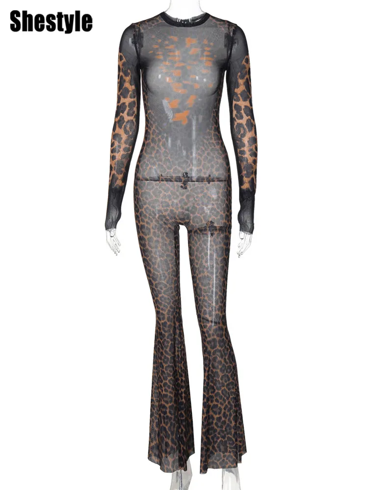 Прозрачный комбинезон с леопардовым принтом Shestyle женский прозрачный