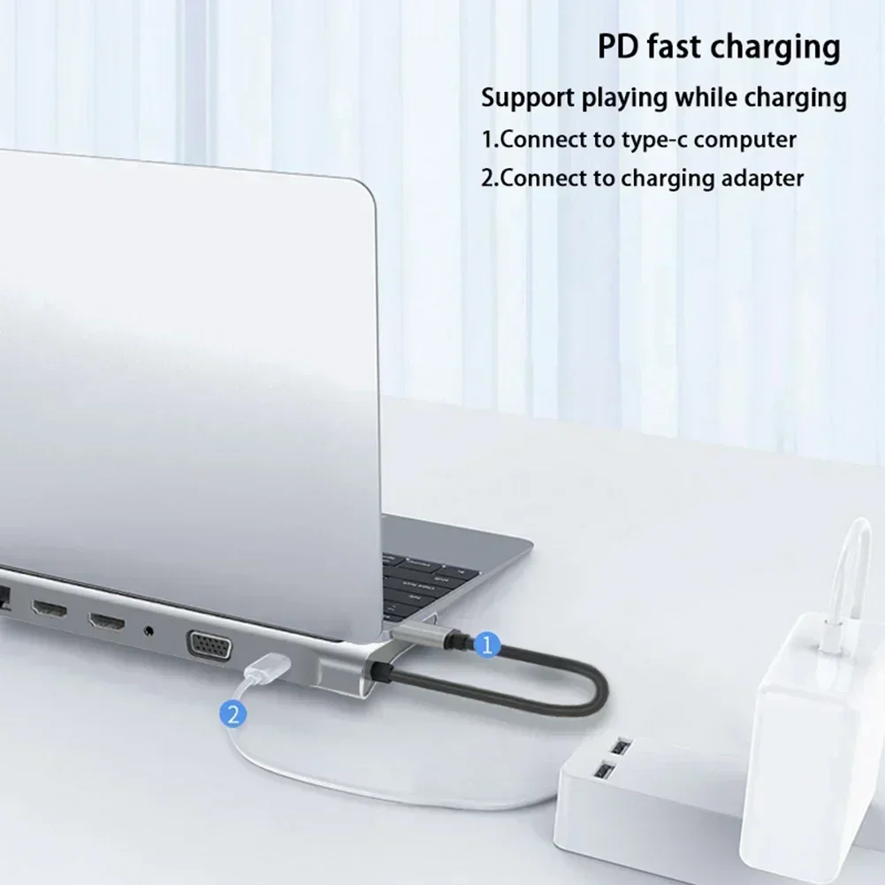 Концентратор 12 в 1 USB C 3.1 Type-C для совместимого док-станции с разветвителем 4K RJ45 VGA