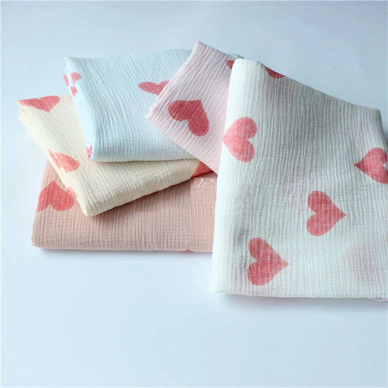 

135cm X100cm High Quality Soft Thin Double Crepe Love Texture Cotton Fabric, Make Shirt, Dress, Underwear, Cloth 160g/m