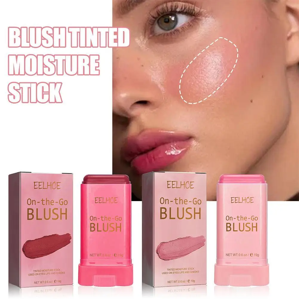 

Rotating Cream Blush Stick Matte Silky Waterproof Lasting Natural Eyes Cheek Lips Makeup Multi-functional Powder Blusher Stick