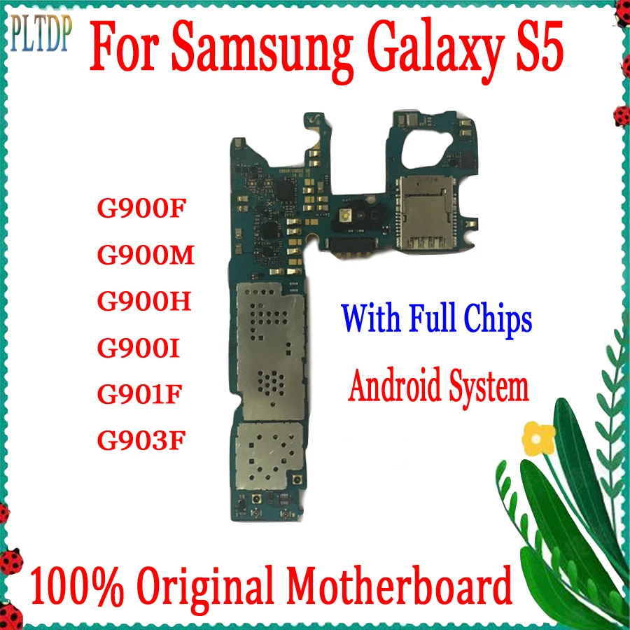 

100% Tested For Samsung Galaxy S5 G900F G900H G900I Motherboard Original unlocked Android System for Galaxy S5 G900F Logic board