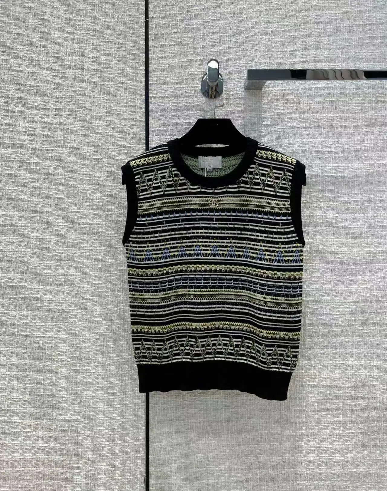 

Ladies Top Quality Spring Summer 2022 Runway Women Striped Print Short Sleeve Vest T-shirt Elegant Female Vest Knit Clothes