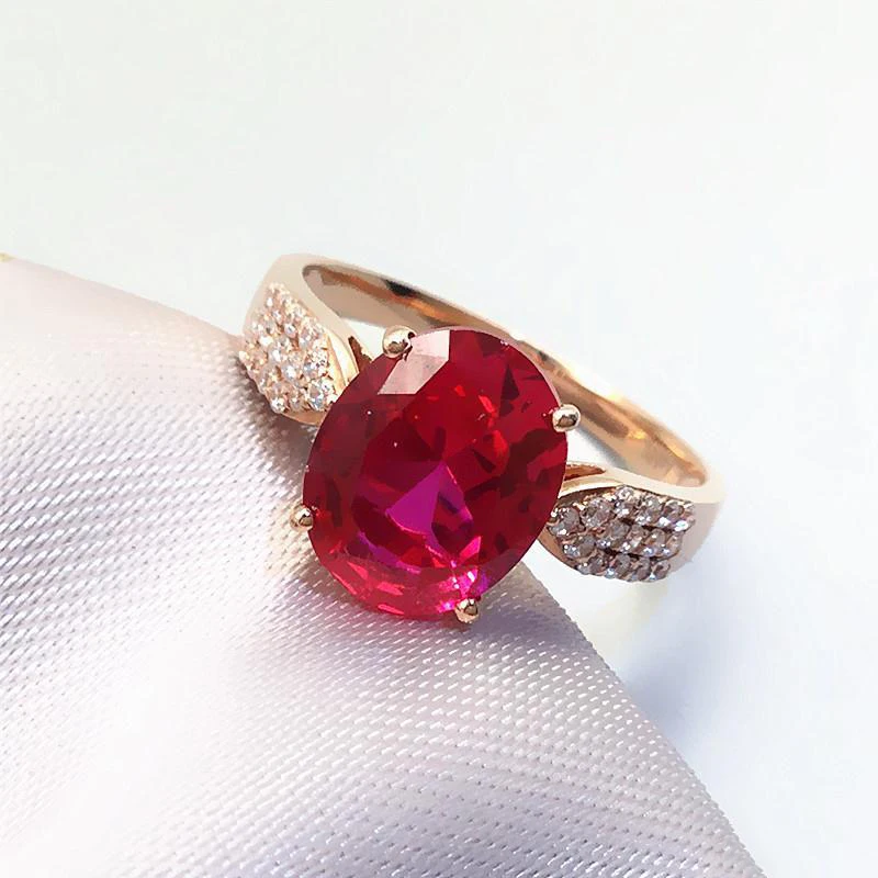 Женское кольцо из розового золота 585 пробы, с рубином