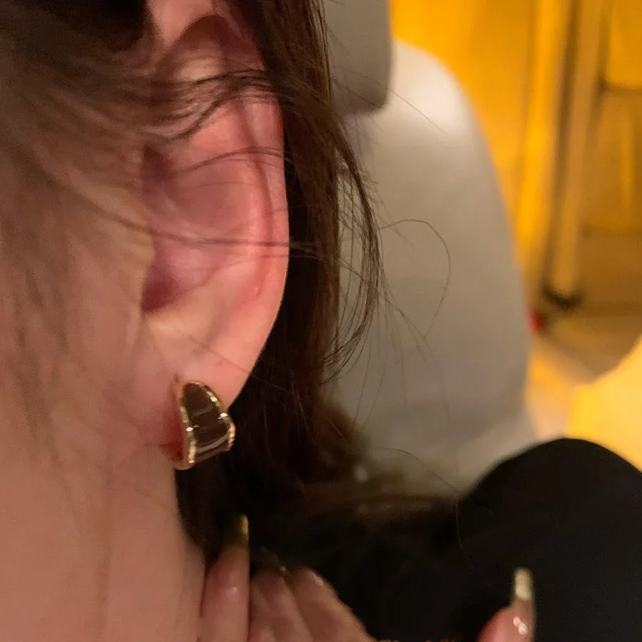 Пара Французских Нишевых Круглых Серег-гвоздиков C-образной Формы. Женские