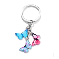random 5 colors new colorful enamel butterfly keychain insects car key women bag accessories jewelry gifts