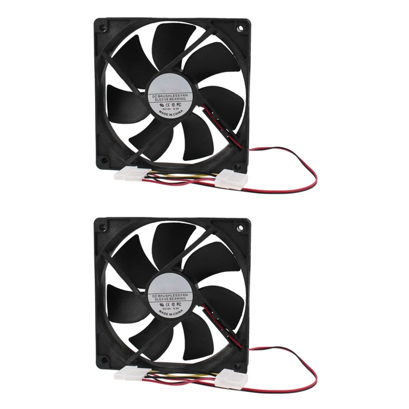 

2X PC Brushless DC Cooling Fan 4 Pin Connector 7 Blades 12V 12cm 120mm
