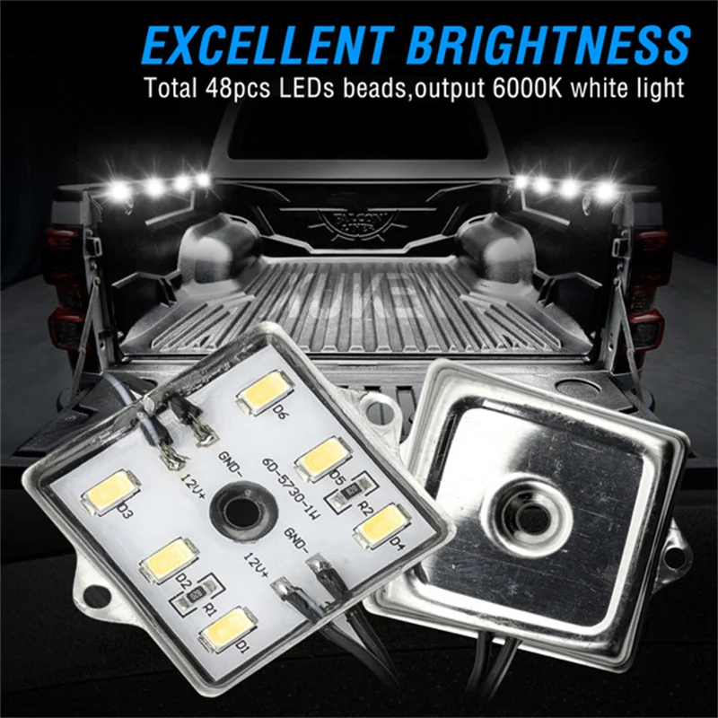 8/10pcs White Truck Bed Led Lighting Light with ON/OFF Switch Kit for Chevy Dodge Pickup | Signal Lamp