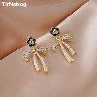 french romantic rose earrings fashion classic geometric bowknot is imitation pearl earrings contracted camellia earrings