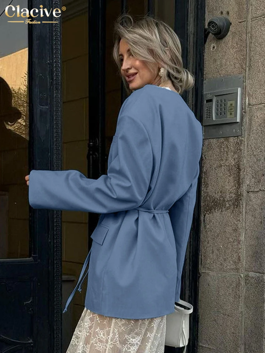 Clacive модные свободные коричневые офисные женские рубашки 2025 повседневная