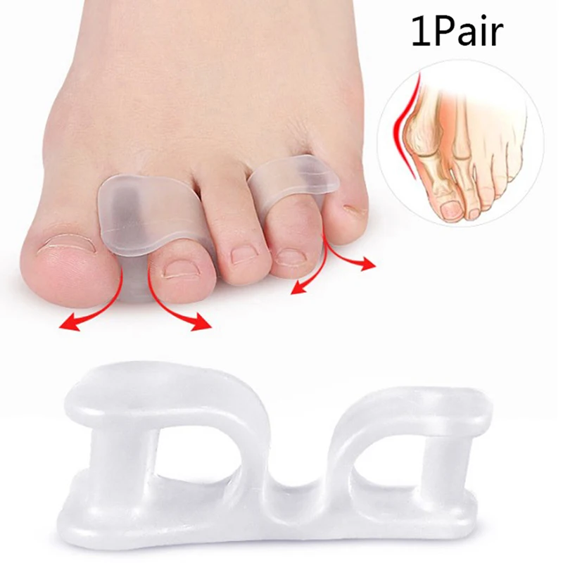 

2Pcs Big Toe Two/Three Hole Thumb Valgus Toe Separator Silicone Gel Foot Fingers Protector Corrector Pedicure Foot Care Tool