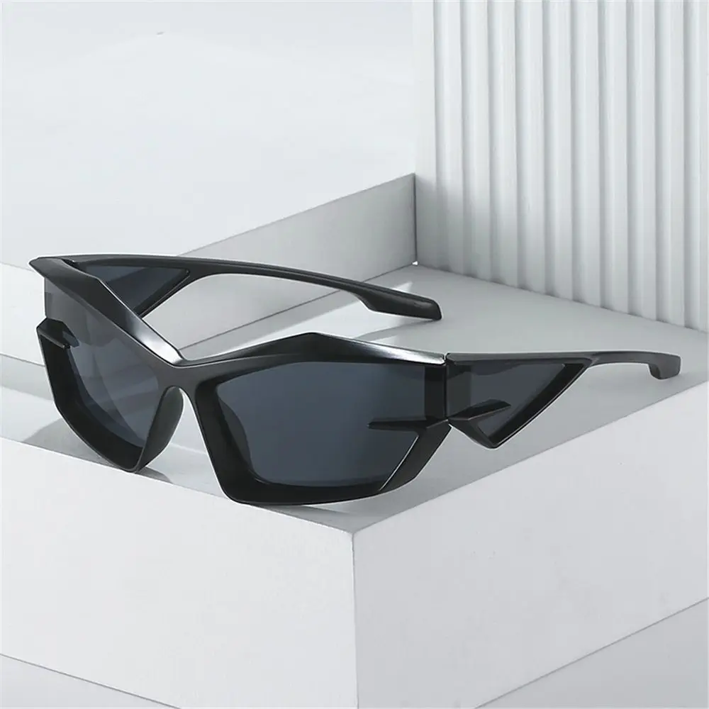 

Fashion Steampunk Cat Eye Sunglasses Futuristic Y2K Wrap Around Sun Glasses Outdoor Sports Cycling Goggle Trendy Shades UV400