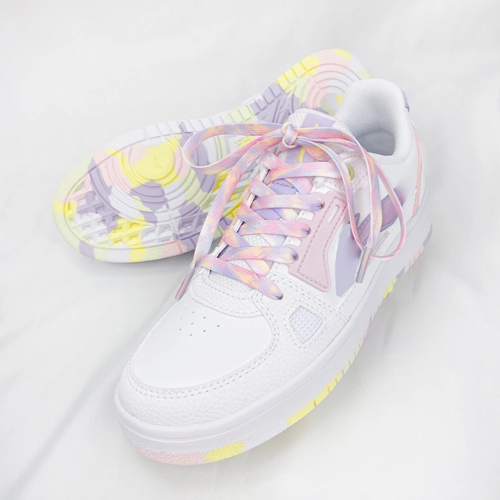 1 Pair Rainbow Shoelace 8mm Tie-dye Shoe Laces For Casual Canvas Shoes Colorful Shoestrings Unisex Flat Boot Laces New