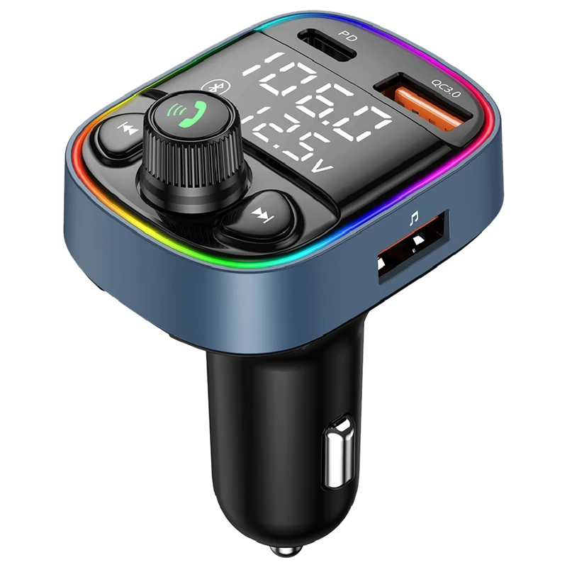 

Car Bluetooth 5.0 Mp3 Player Fm Dual Digital Display Can Connect Two Mobile Phones Car Charger Pd20W+Qc18W Fast Charge