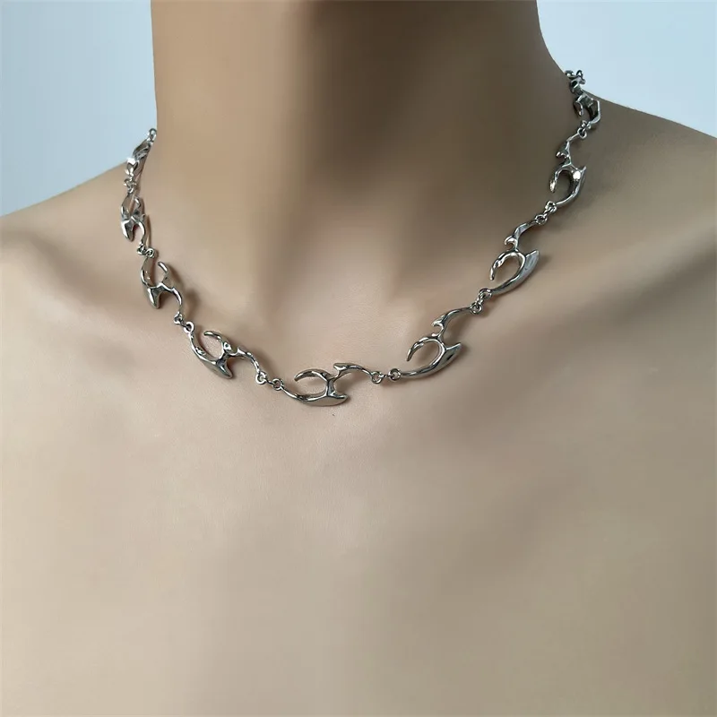 Металлическое ожерелье неправильной формы уличное в стиле хип-хоп трендовое на