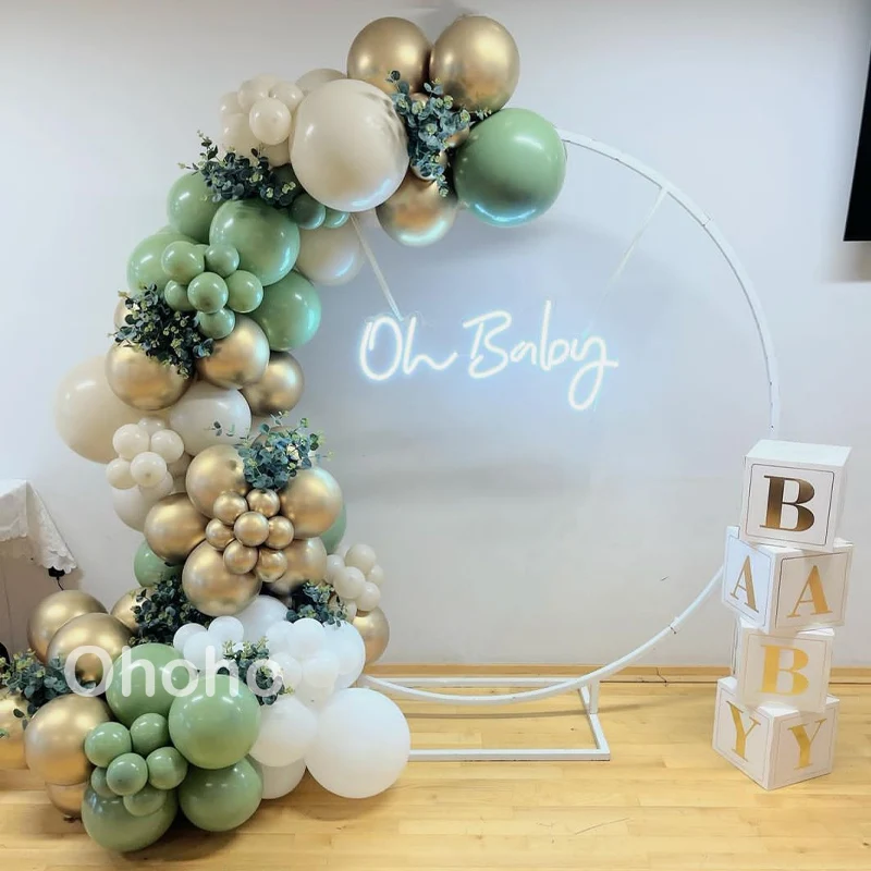 

Oh Baby Shower Balloons Garland Arch Kit 1st Birthday Party Decorations Boy Baptism Ballons White Sand Green Globos Event Decor