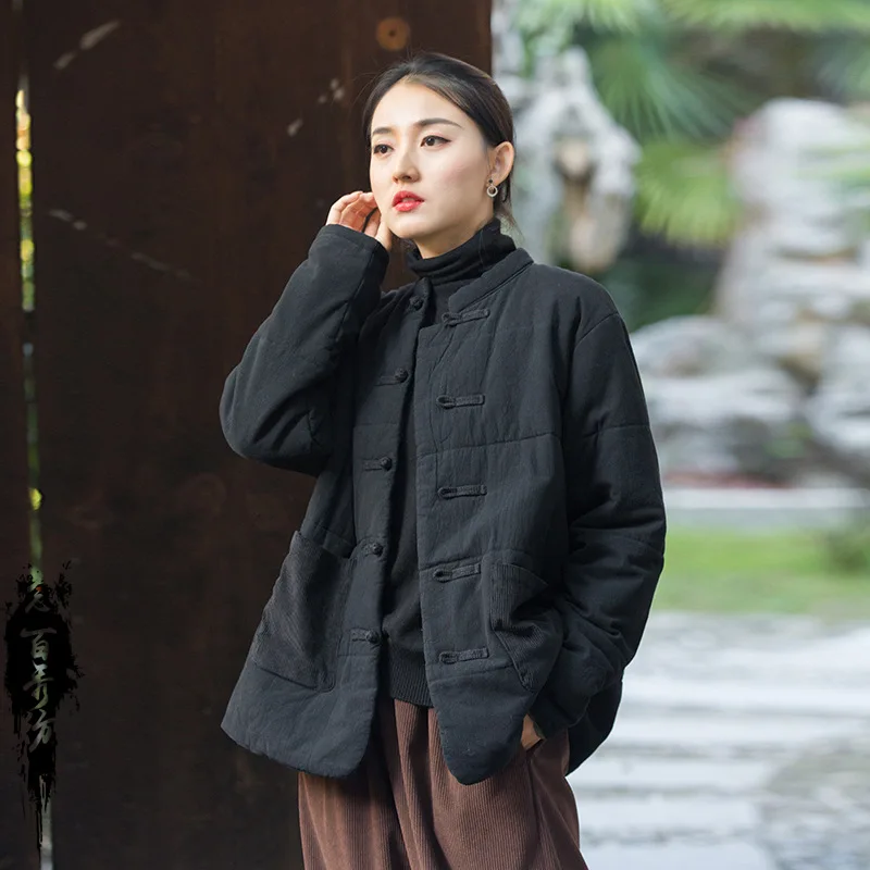 Coat Women  Winter Coat Women Ladies New Jacket Sandwich Cotton Thickened Zen Coat Cotton Clothing Coat Winter Coat Retro