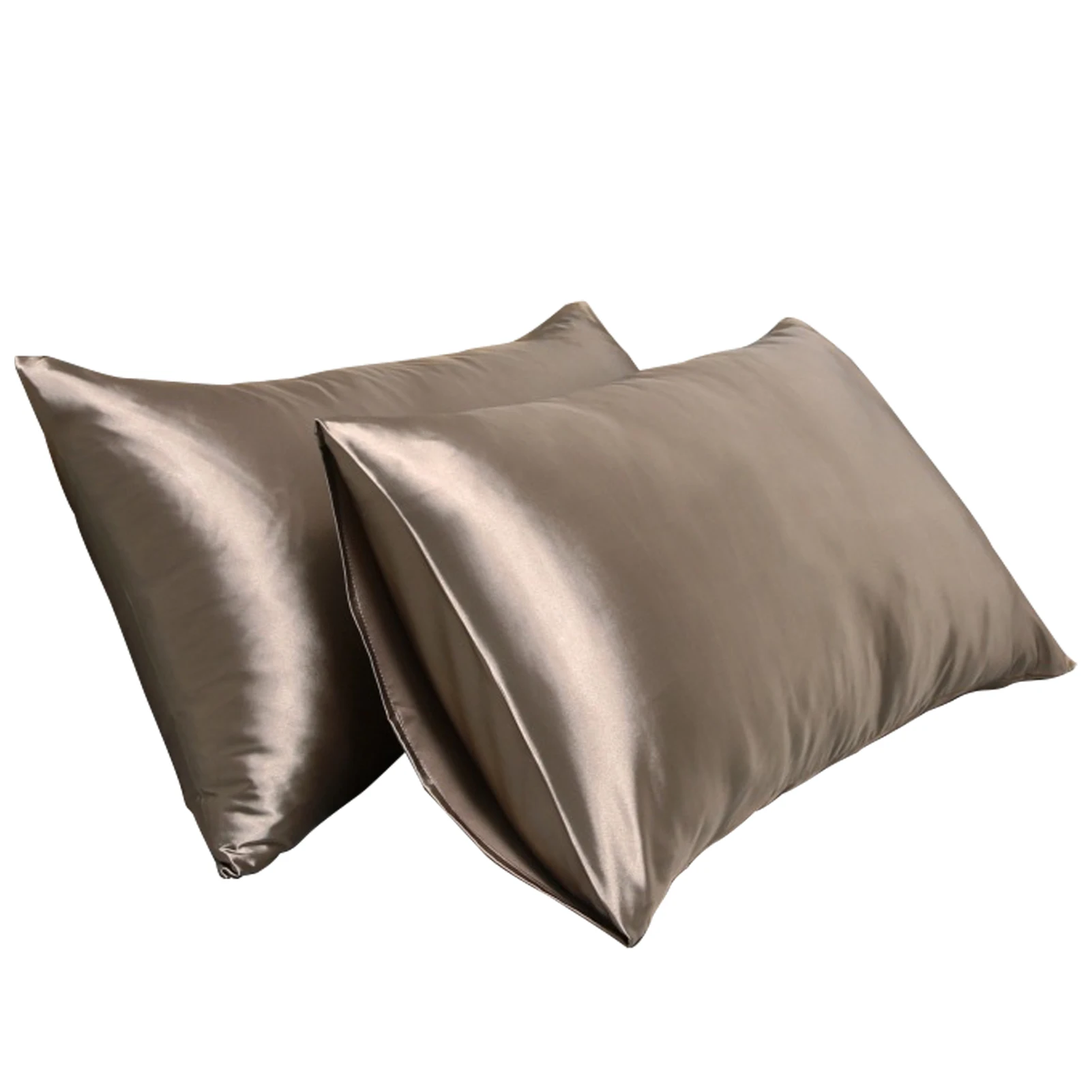 

1pair Soft Easy Clean Artificial Silk Satin Pillowcase Comfortable Smooth Bedroom Envelope Closure For Hair Breathable Universal