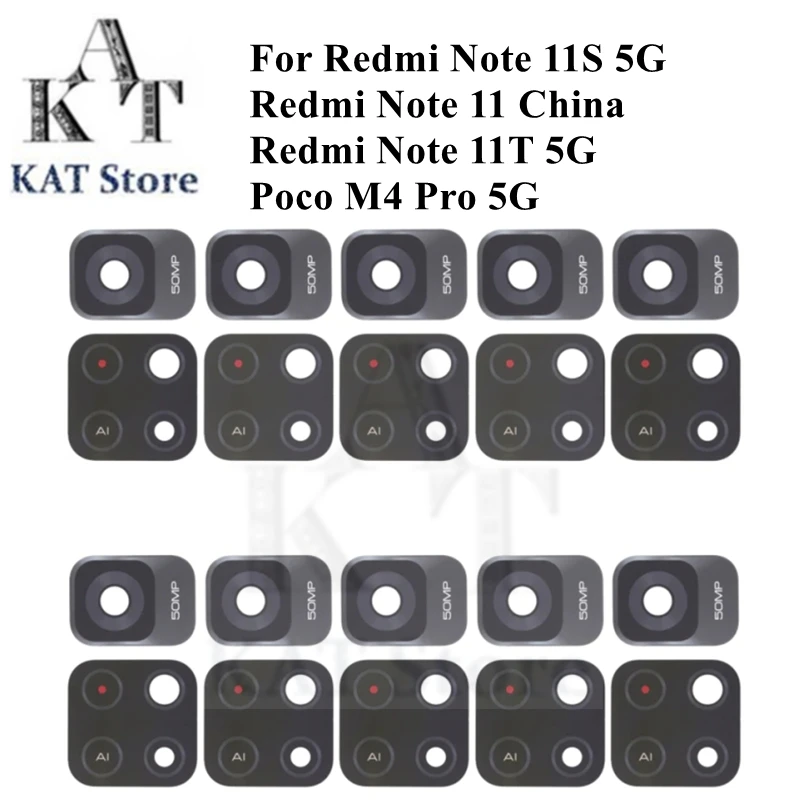 

10 шт., стеклянные линзы для задней камеры с клеем без рамки для Redmi Note 11S 11 China 11T 5G PCO M4, детали для замены