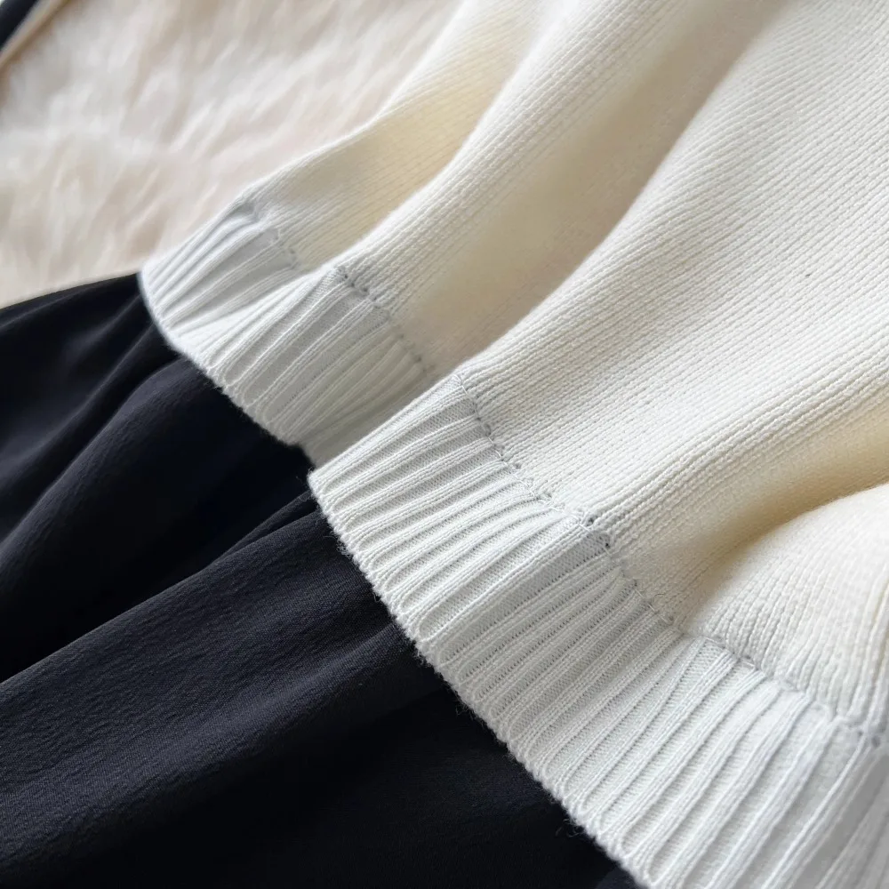 Шикарные повседневные комплекты из двух предметов вязаное пальто с длинными