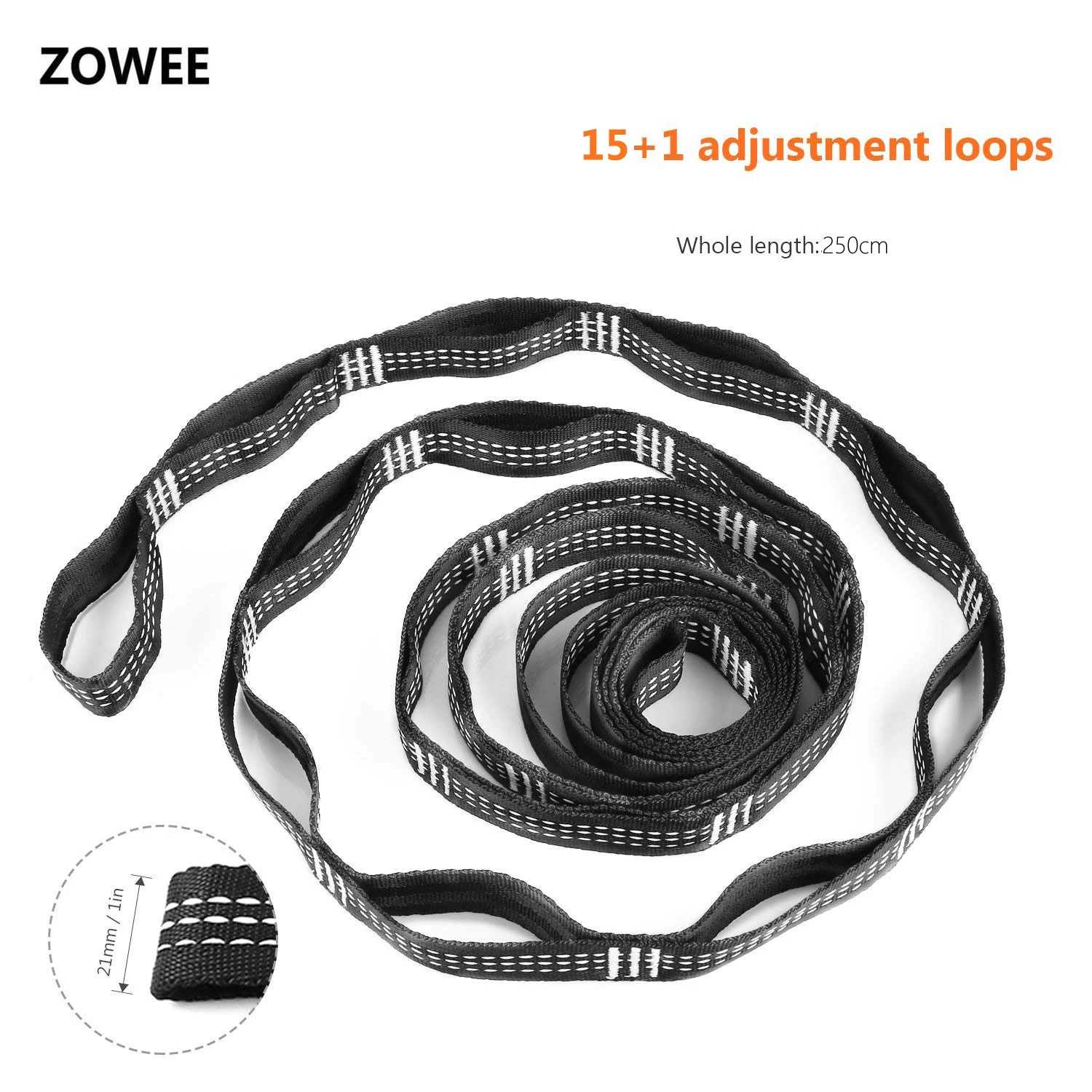 

Adjustable 2pcs Hammock Strap Rope Belt Tree Hanging Spare Part 200KG Load Outdoor Yoga Camping Hammock with Carabiners