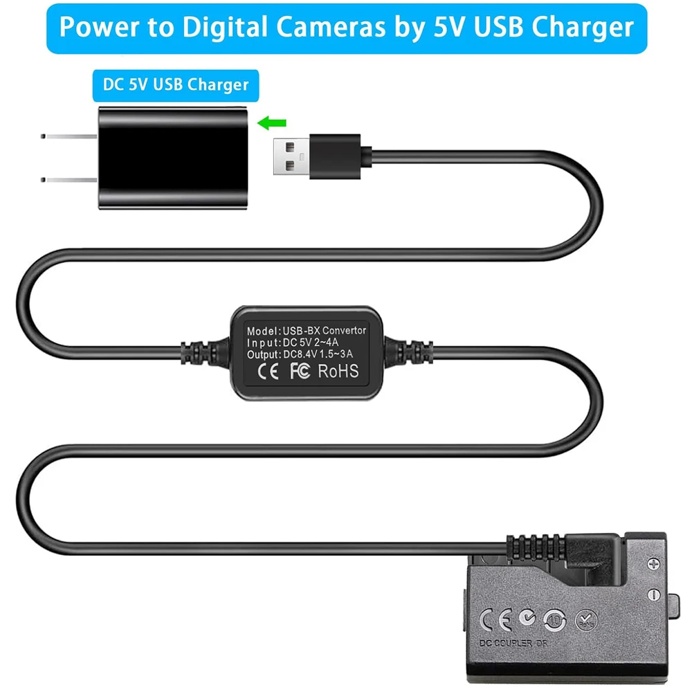 Адаптер постоянного тока USB-конвертер муляж аккумулятора для Canon EOS Rebel T5i T3i T4i T2i Kiss
