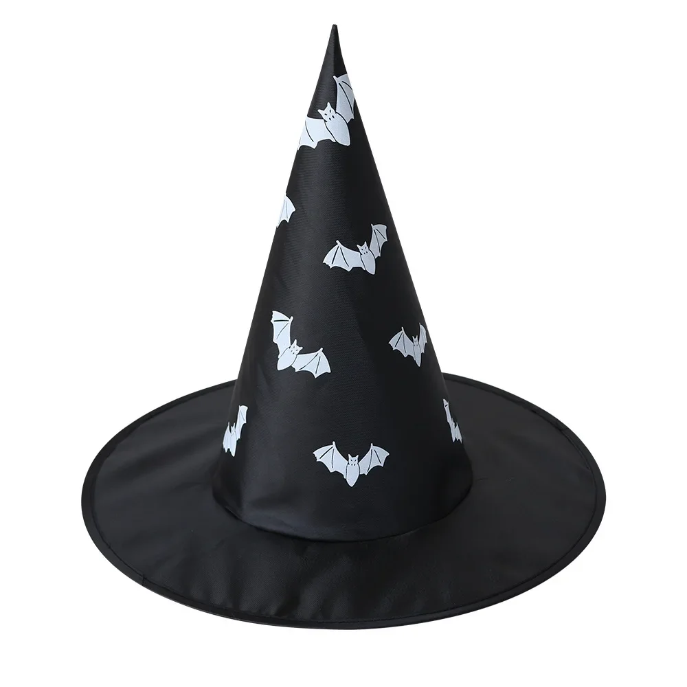 Шляпа для Хэллоуина из черной ткани Оксфорд шляпа ведьмы Волшебная с принтом
