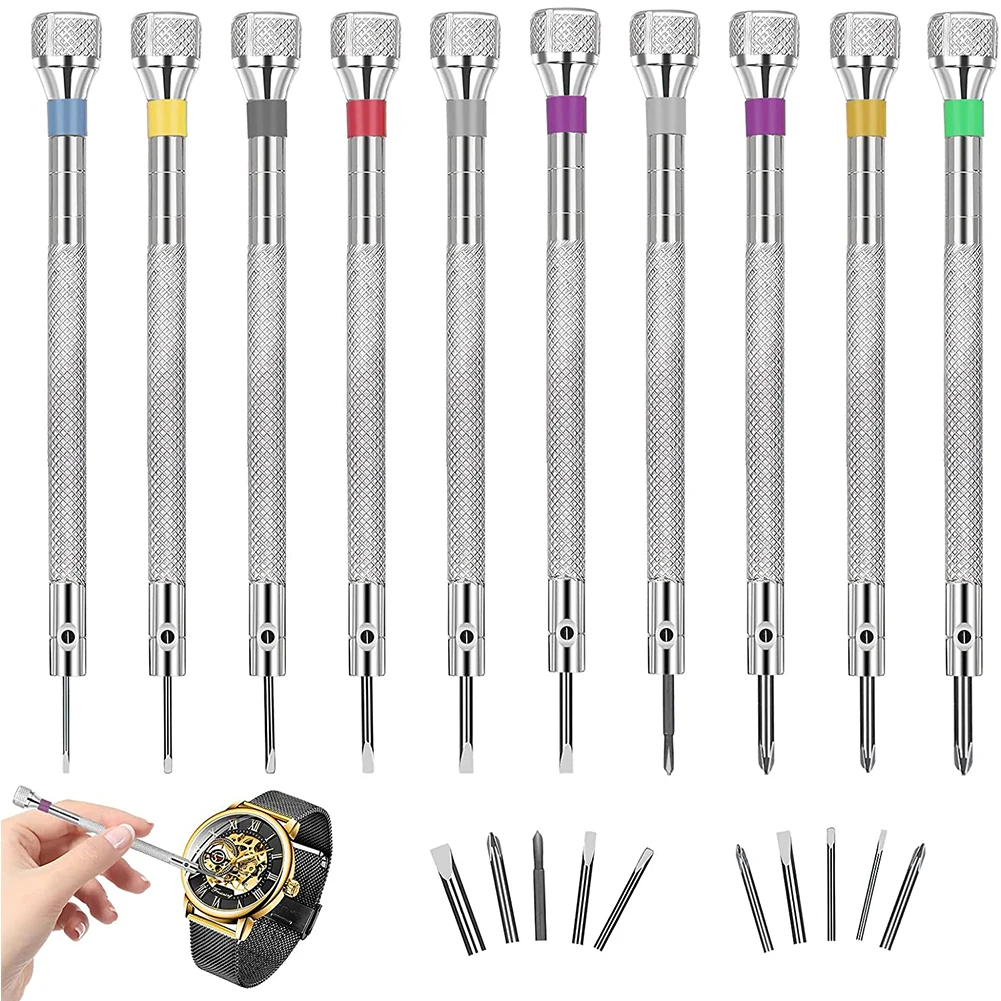 

10pcs Precision Watchmaker Screwdriver Set Glasses Repair Screwdriver 0.6-2.0mm Stainless Steel Metric Round Head Screwdriver