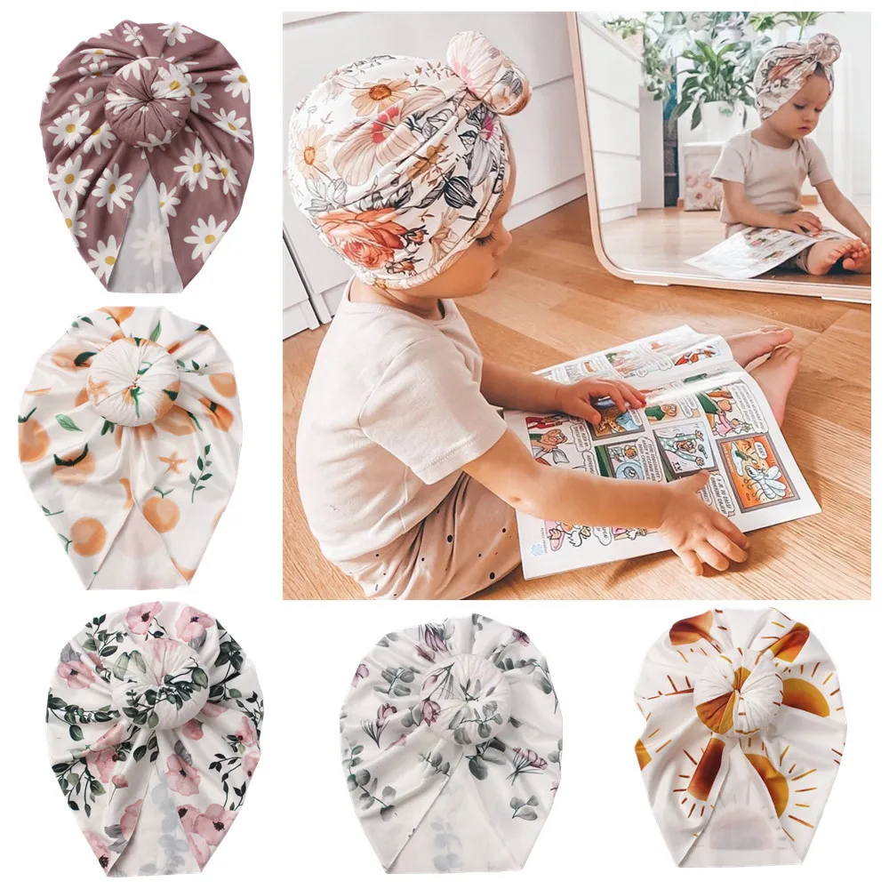 

Cute Flower Baby Turban Hat Toddler Infant Head Wraps Baby Girls Boys Hat Turban Newborn Infant Cap Headband Hair Accessories