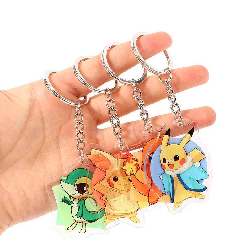 

1pcs Pokemon Pikachu Squirtle Charmander Figures Acrylic Keychains Accessories Kawaii Cartoons Model Key Ring Pendant Toys