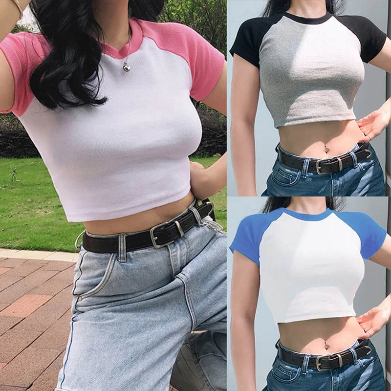 

ASDS-Women's Personality Color Matching Slim Short Tops