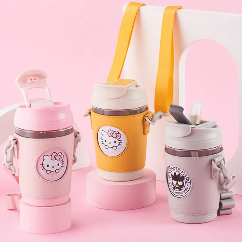 

Kawaii Sanrio Hello Kitty Cup Anime Figure 470Ml Kettle Straw Strap Cup Sets Outdoor Travel Plastic Child Gift Summer Cute Plush