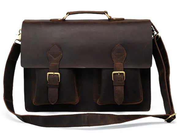Genuine Leather Vintage Briefcase Men Briefcase Leather Laptop Bag male Business Bag portfolio men porte document Brief case