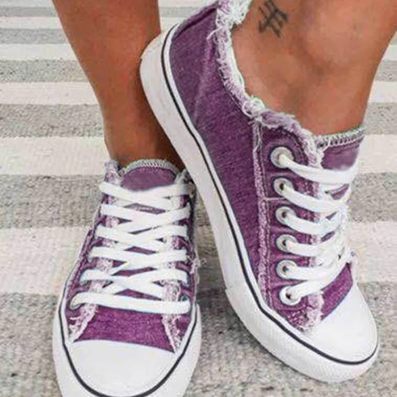 

Women Canvas Shoes 2022 Summer Plus Size Canvas Shoes Women Lace Up Casual Shoes Woman Flat Loafers Shoes