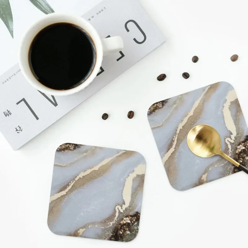 

White And Gold Geode Coasters Kitchen Placemats Non-slip Insulation Cup Coffee Mats For Decor Home Tableware Pads Set of 4