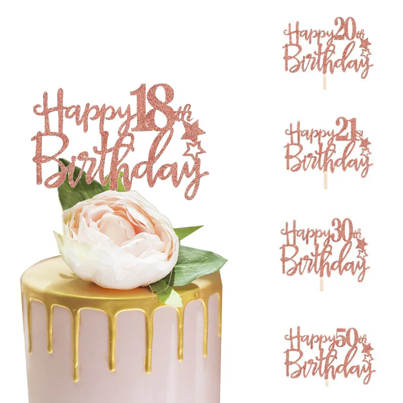 

Cake Decorations Glittery Paperboard Star Happy Birthday18/21/30 Cake Toppers for Birthday Cake Decor Cupcake Toppers Sign