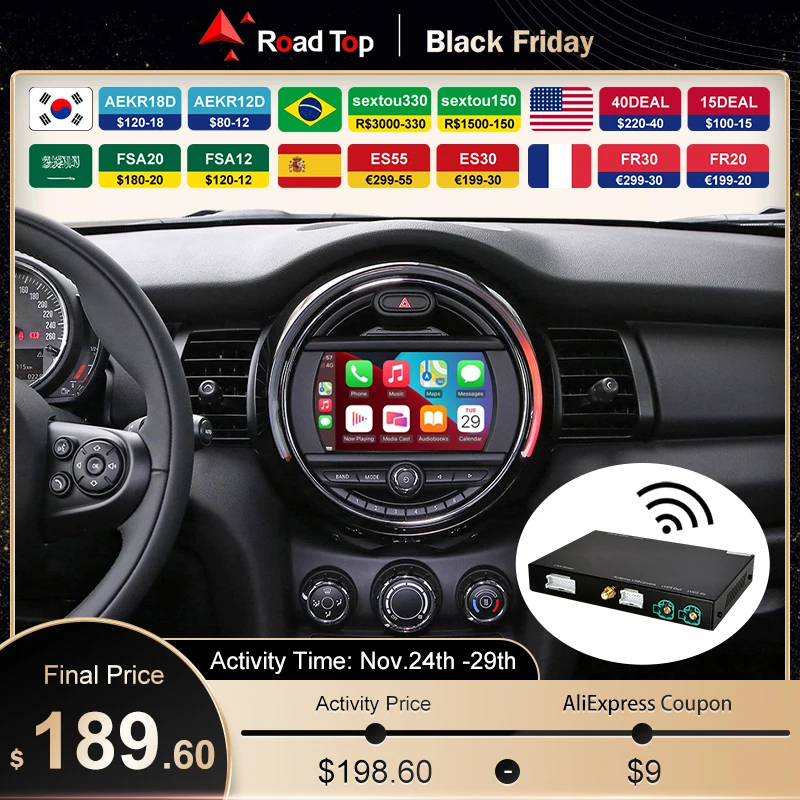 Wireless Apple CarPlay Android Auto for Mini R55 R56 R57 R58 R59 R60 R61 F54 F55 Clubman Countryman Hardtop John Cooper F56 F57