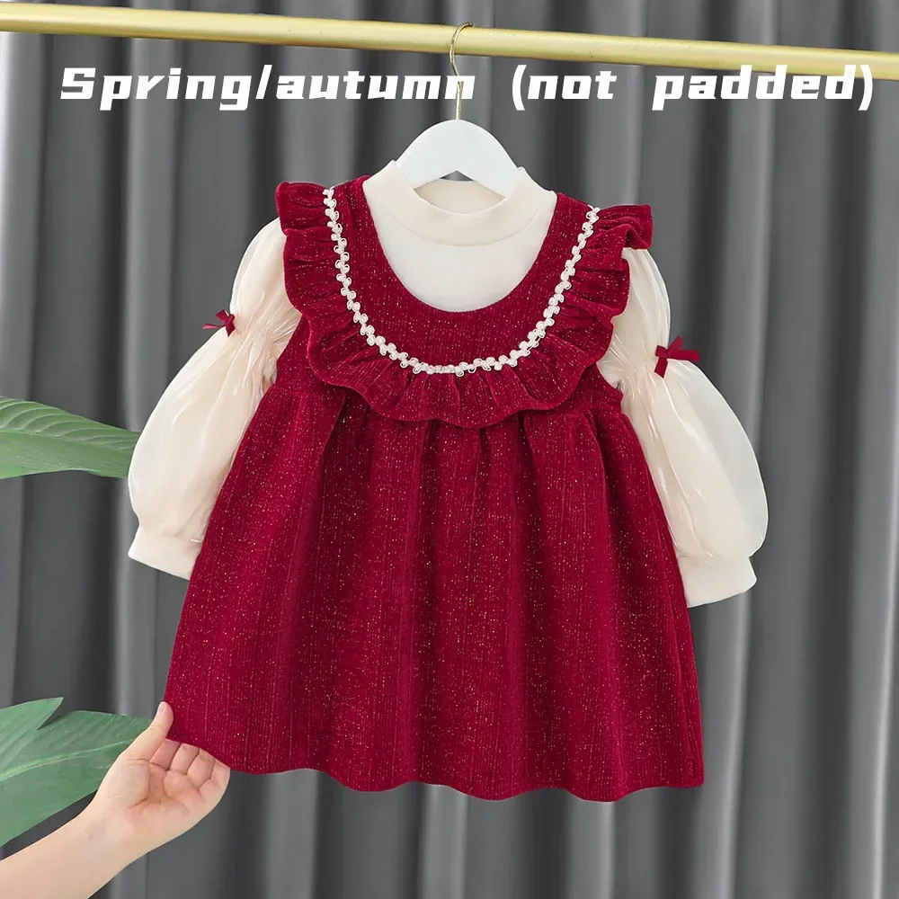 Новинка зимний комплект одежды для маленьких девочек милое платье на день