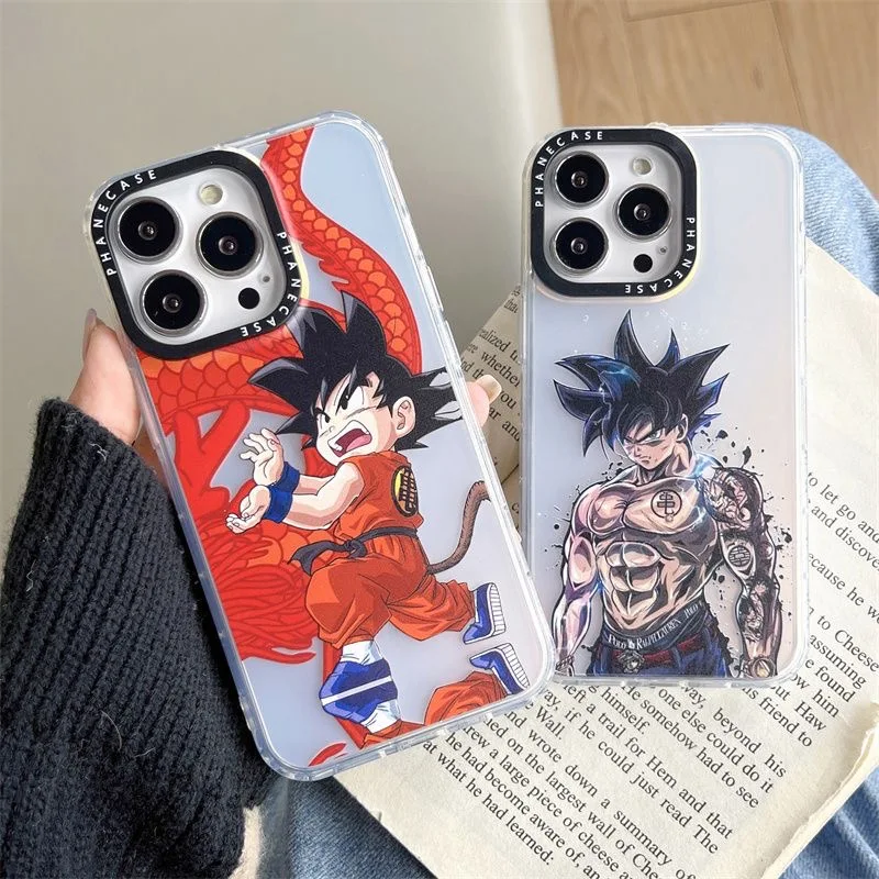 

Luxury Anime Dragons Balls Gokus Frosted Laser Phone Case for IPhone 14 13 12 11 Pro Max X XR XS MAX Anti-drop Back Cover Coque