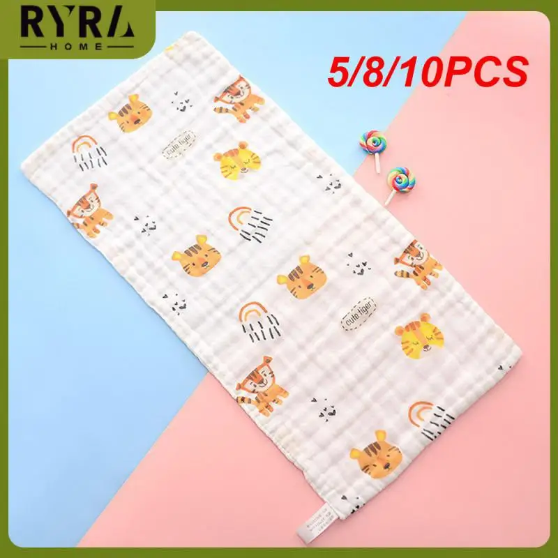 

5/8/10PCS Baby Feeding Children Handkerchief Bath Small Cotton Towels High-density Newborn Gauze 6-layer Tulle Face Towel