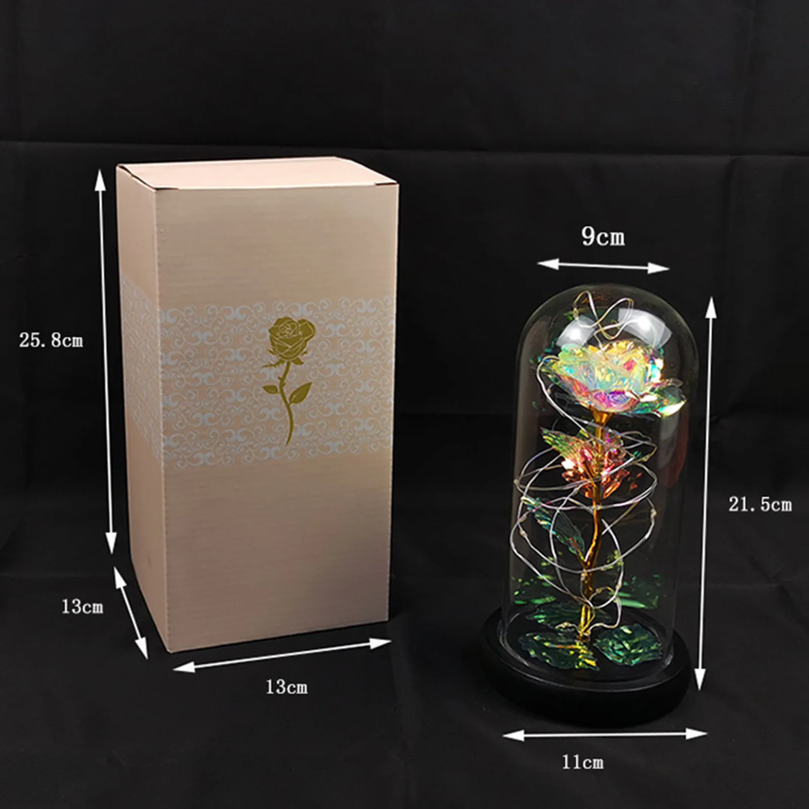 

Artificial Rose Flower with Glass Cover Light Mother＇s Day Gifts