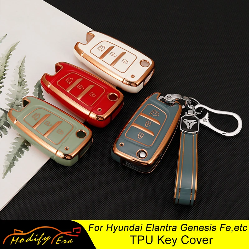 

TPU Car Key Case Cover Holder Shell For Hyundai Elantra Solaris Santa Fe Verna Tucson i35 i40 Genesis Fe Car-Styling Accessories