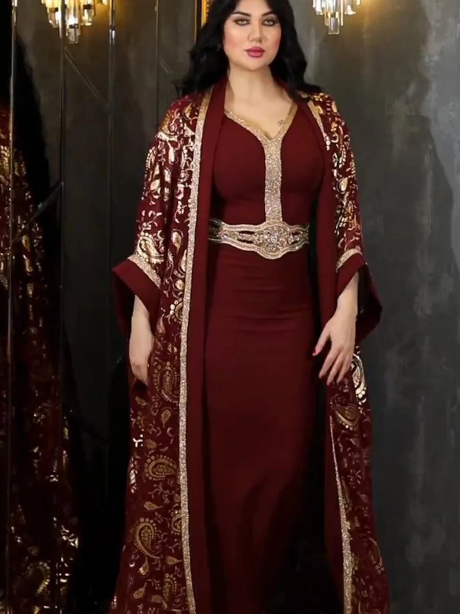 Женский комплект из 2 предметов длинный кардиган и платье в мусульманском стиле